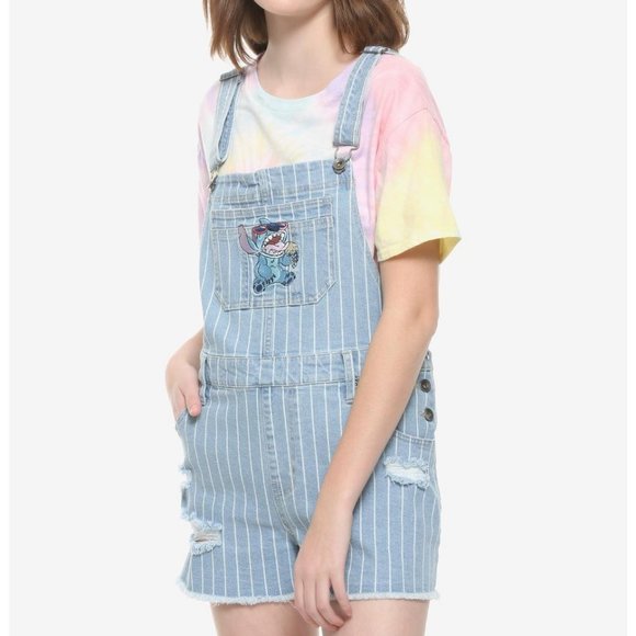 Disney Lilo & Stitch Ice Cream Striped Overalls (Size M) - Hot Topic - Picture 1 of 7
